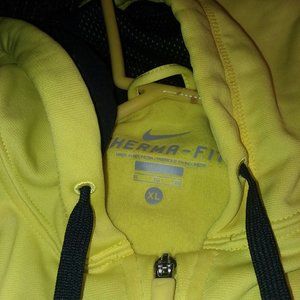 Nike Therma Fit zip up hoodie, size XL.  Blue and Gold (Michigan colors)
